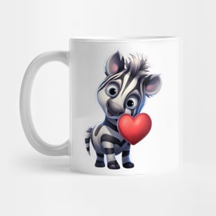 Valentine Zebra Holding A Heart Mug